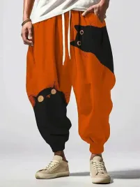 spodnie-joggery-z-kotami-luzne-pomaranczowe-rozmiar-3xl