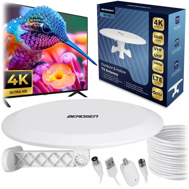 ANTENA WEWNĘTRZNA ZEWNĘTRZNA do TV NAZIEMNEJ DVB-T2 ULTRA HD 4K FILTR LTE