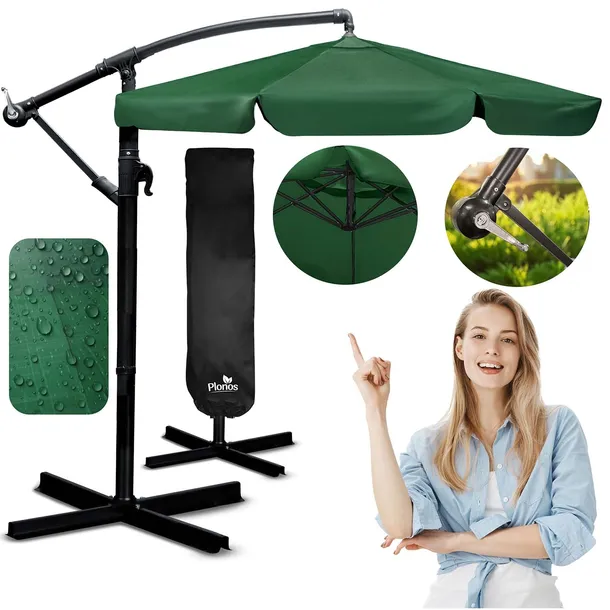 PARASOL OGRODOWY DUŻY SKŁADANY Z WYSIĘGNIKIEM FALBANĄ SOLIDNY Ø 350 CM