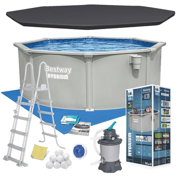 BASEN OGRODOWY PANELOWY CAŁOROCZNY HYDRIUM 366x122 cm BESTWAY ZESTAW 13w1