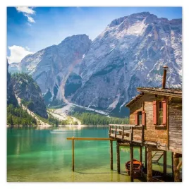 plakaty-50x50-drewniany-domek-w-gorach