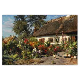 plakaty-60x40-wiejski-domek-z-kwiatami