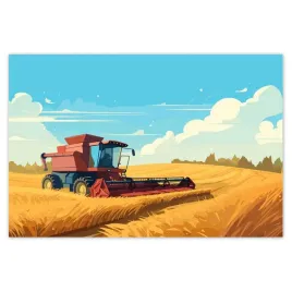plakaty-60x40-kombajn-podczas-koszenia-zboza