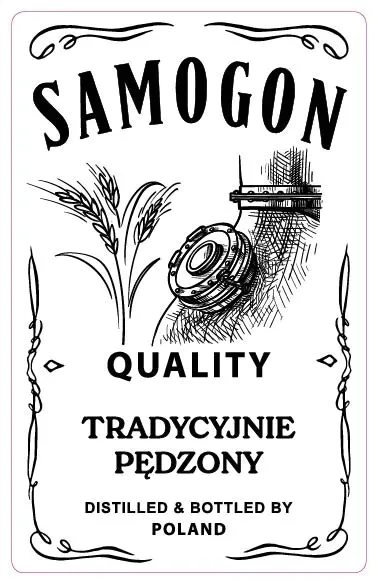 Naklejki Transparentne Samogon etykiety przeźroczyste Bimber 2 sztuki