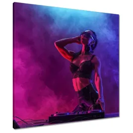 obrazy-60x60-djka-kobieta-dj-gramofon