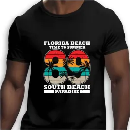 koszulka-meska-czarna-nadruk-florida-beach-time-to-summer-south-beach-para