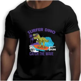koszulka-meska-czarna-nadruk-surfer-dino-catch-the-wave-5xl