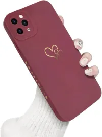 etui-iphone-11-pro-max-bordowe-silikon-serca-zlote-newseego