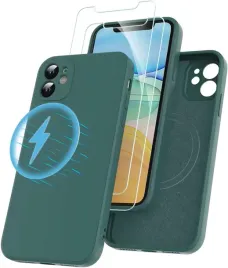 etui-iphone-11-magsafe-silikon-ciemnozielony-2x-szklo-losvick
