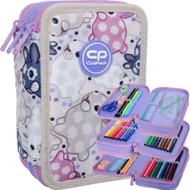 coolpack-piornik-szkolny-trzykomorowy-wyposazenie-kredki-pisaki-kroliczek