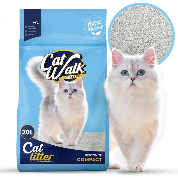 Żwirek dla kota bentonitowy CatWalk COMPACT UNSCENTED 20L zbrylający