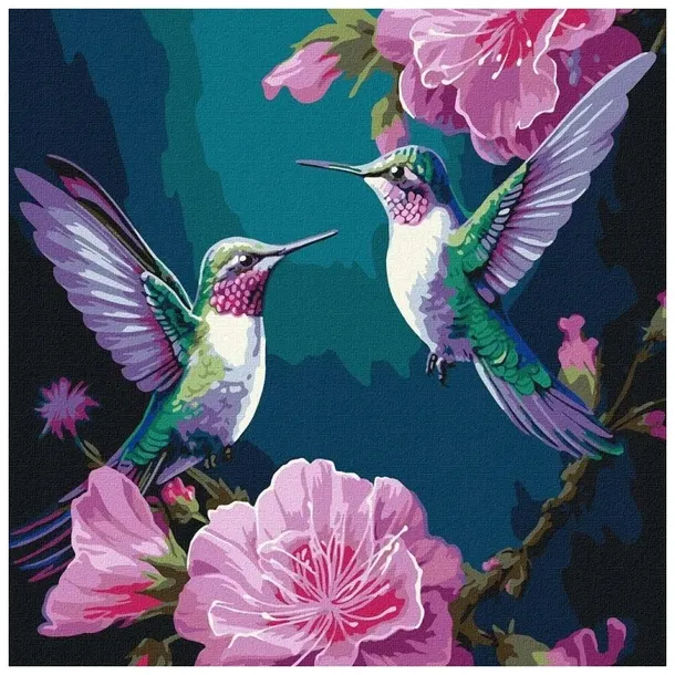 Ideyka - Malowanie po numerach "Wróżkowe ptaki" 40x40 cm (metallic)