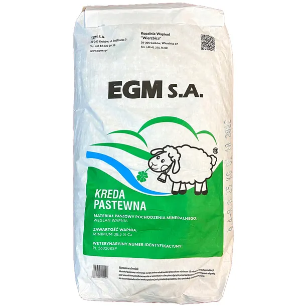 KREDA PASTEWNA DLA KUR WAPNO DLA KUR NIOSEK DLA BYDŁA GRUBOZIARNISTA 25KG