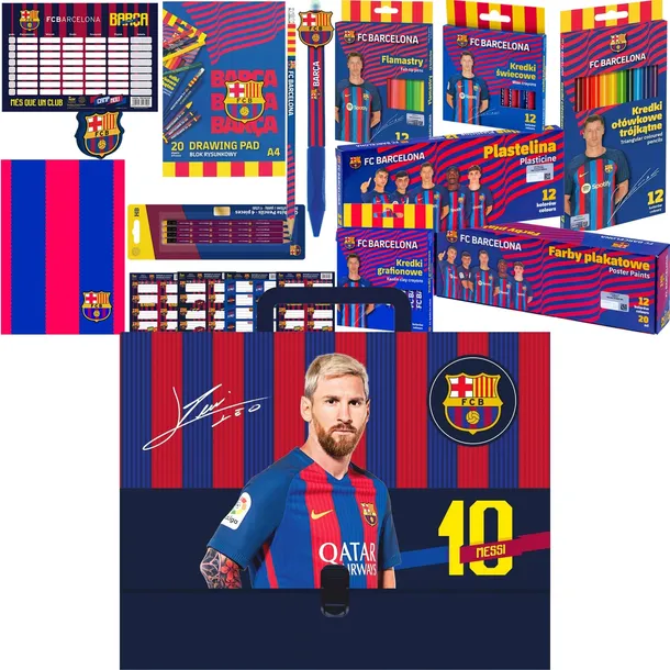 FC BARCELONA WYPRAWKA SZKOLNA KALSA 1-3 + TECZKA Z RĄCZKA A4 10 cm MESSI