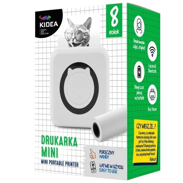 kidea-mini-drukarka-termiczna-zielona-stan-nowy