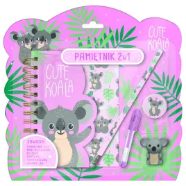 kidea-pamietnik-z-klodka-2w1-notesik-gumka-dlugopis-olowek-koala