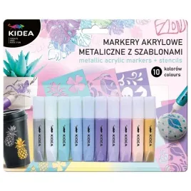 kidea-markery-akrylowe-metaliczne-10-kolorow-z-szablonami
