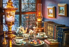 puzzle-1000-ukladanka-dom-zastawa-porcelana-ksiazki-herbata-9-castor