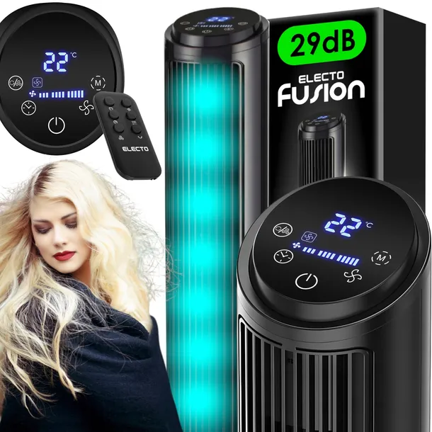 WENTYLATOR KOLUMNOWY CICHY WIATRAK STOJĄCY JONIZACJA AROMA + PILOT 102CM