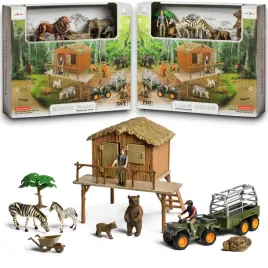 wielki-zestaw-figurek-dzikich-zwierzat-chatka-w-dzungli-quad-z-przyczepa