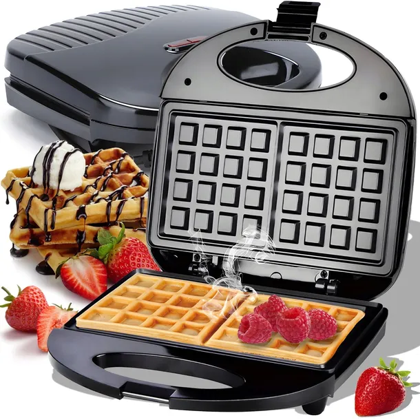 GOFROWNICA OPIEKACZ KONTAKTOWY WAFLI NIEPRZYWIERAJĄCA POWŁOKA 2 GOFRY 750W