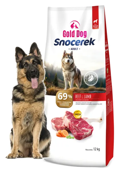 Karma dla owczarka Gold Dog Snocerek 12kg wołowina jagnięcina bez drobiu