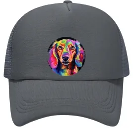 czapka-z-daszkiem-z-siatka-regulowana-kolorowy-dachshund-jamnik-one-size