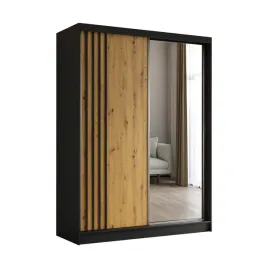 szafa-na-ubrania-160-cm-czarna-dab-artisan-z-lustrem-i-lamelami-nela160