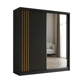 szafa-dwudrzwiowa-z-lustrem-200-cm-czarna-lamele-dab-artisan-nela200