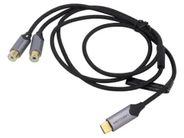 kabel-rca-gniazdo-x2usb-c-wtyk-zlocony-05m-czarny-cu-29awg
