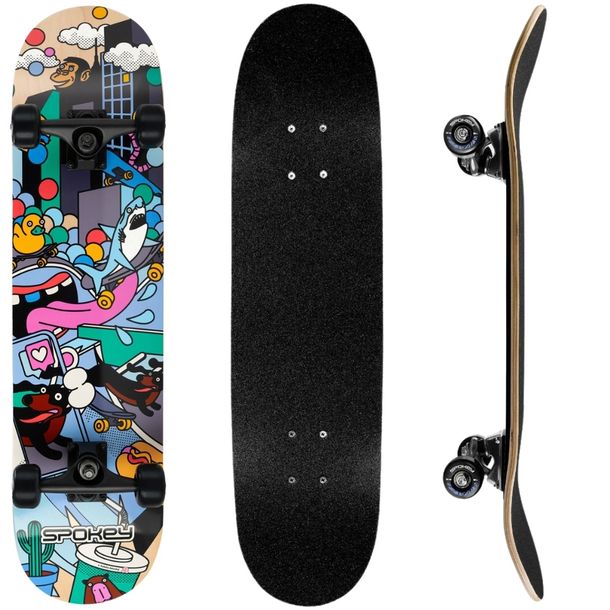 Deskorolka Deska Klasyczna Drewniana Młodzieżowa Skateboard SPOKEY