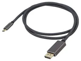 kabel-displayport-wtykusb-c-wtyk-tekstylny-1m-czarno-szary