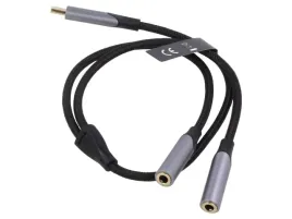 kabel-jack-35mm-gniazdo-x2usb-c-wtyk-zlocony-03m-czarny