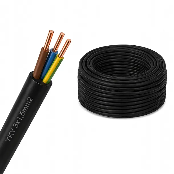 Kabel energetyczny ziemny YKY 3x2,5 żo 100m