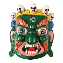 drewniana-maska-mahakala-w-kolorze-zielonym-rekodzielo-18-cm