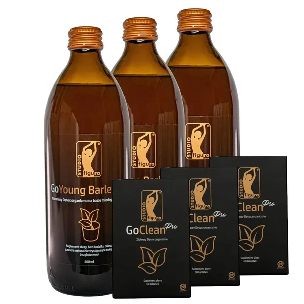 Set Oczyszczający MŁODY JĘCZMIEŃ DETOX  LIQUID 500ML +60 TABLETEK+ GRATIS!