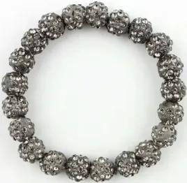 szara-bransoletka-z-koralikow-shamballa-elastyczna-recznie-robiona