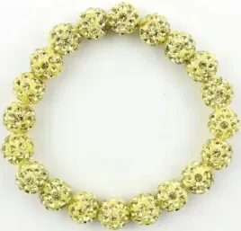 zolta-bransoletka-z-koralikow-shamballa-elastyczna-recznie-robiona