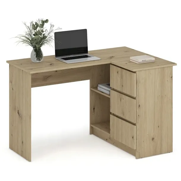 Biurko BEGA Dąb Artisan Funkcjonalne Stylowe Eleganckie Solidne Biuro