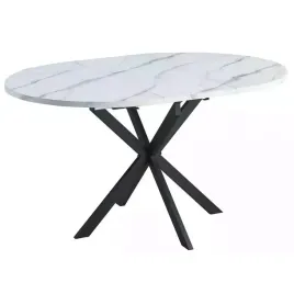 stol-rozkladany-gaston-fi100cm-bialy-efekt-marmuru-czarny-styl-loft