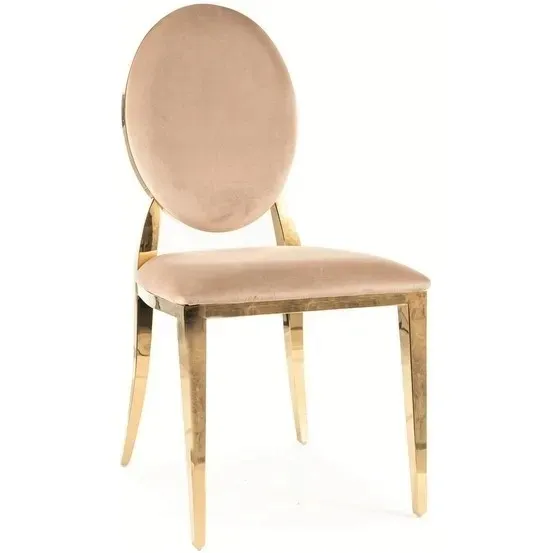 Krzesło KING Velvet Złoty/Beżowy Bluvel 28 Klasyczny Glamour Salon