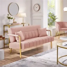 sofa-tapicerowana-do-salonu-rozowa-zlota-rama-dwuosobowa-z-poduszkami