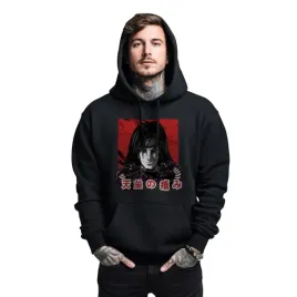bluza-czarna-meska-z-kapturem-nadruk-japonski-wojownik-l