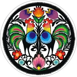 naklejka-okragla-koguty-lowickie