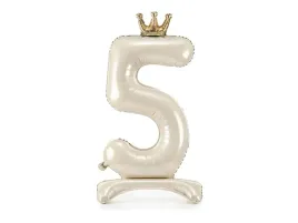 balon-foliowy-stojacy-cyfra-5-kremowa-z-korona-84-cm-1-szt