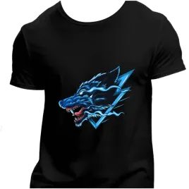 koszulka-meska-czarna-nadruk-niebieski-wilk-4xl