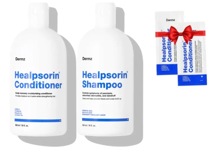 Zestaw kosmetyków Dermz Healpsorin Szampon + Odżywka + GRATIS SASZETKI