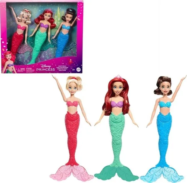 Zestaw 3x laleki syrenki disney princess ariel i siostry 3pak wiek 3+ lata