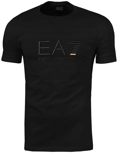 T-SHIRT EMPORIO ARMANI EA7 DUŻE ZŁOTE LOGO CZARNY