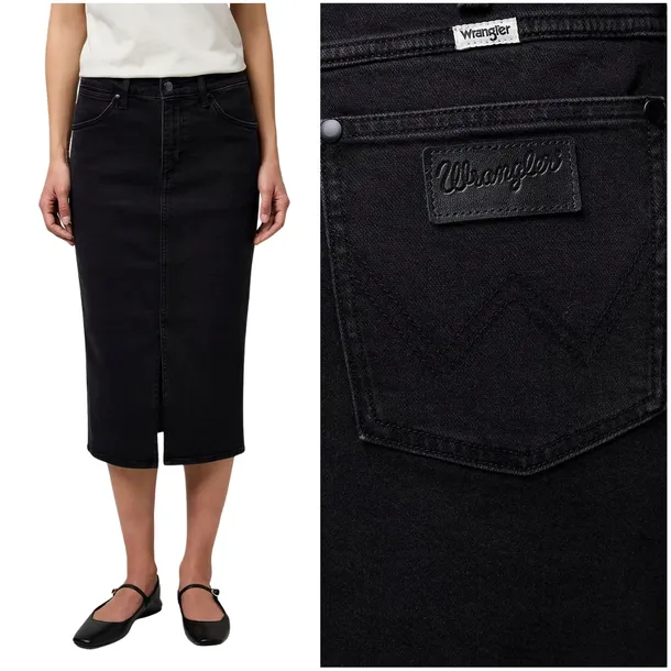 Wrangler PENCIL SKIRT ołówkowa jeansowa spódnica rozcięcie z przodu XL